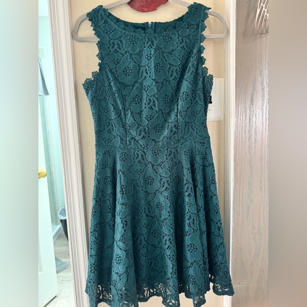 City Studio Teal Lace Dress